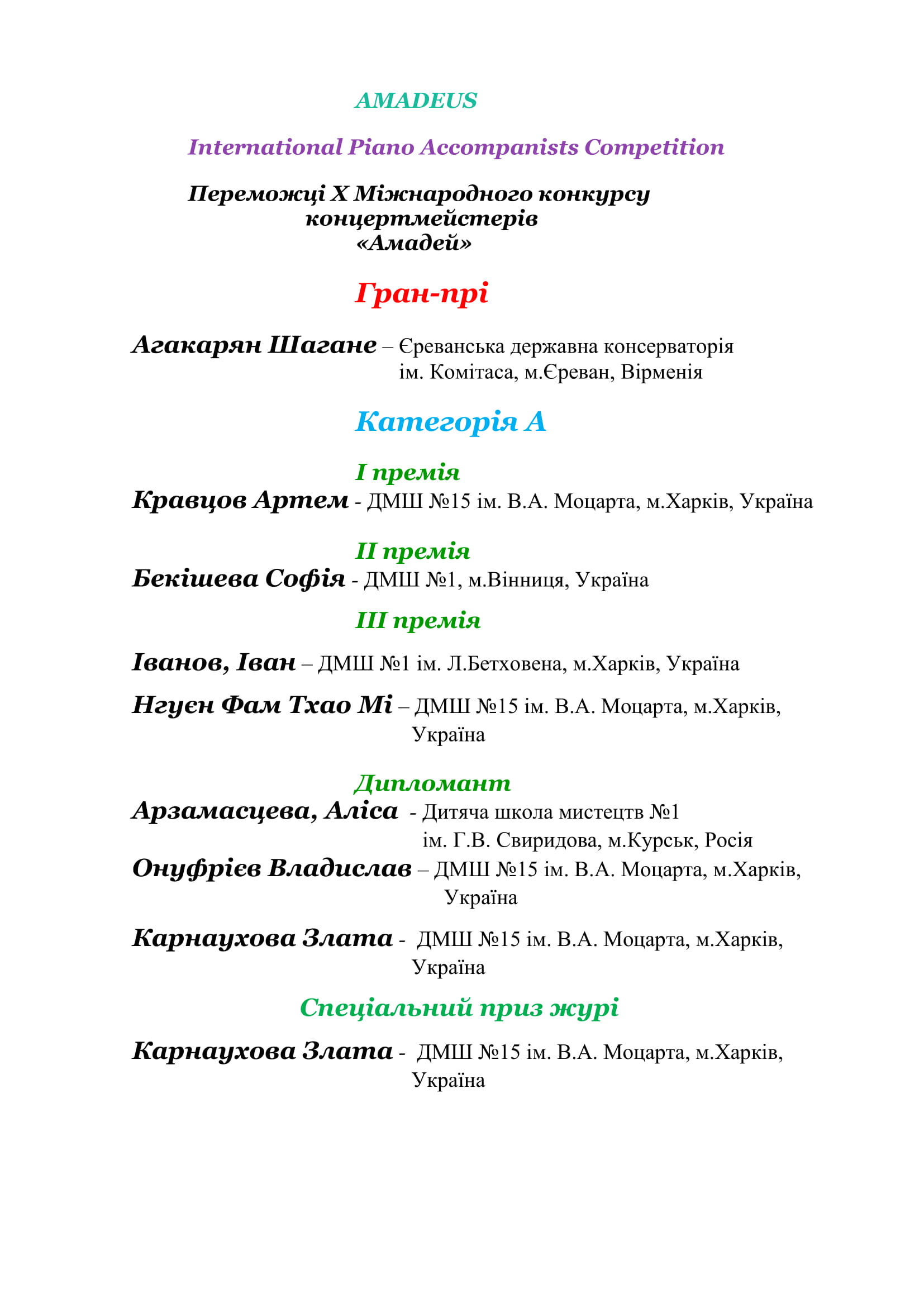 AMADEUS Лауреати 1